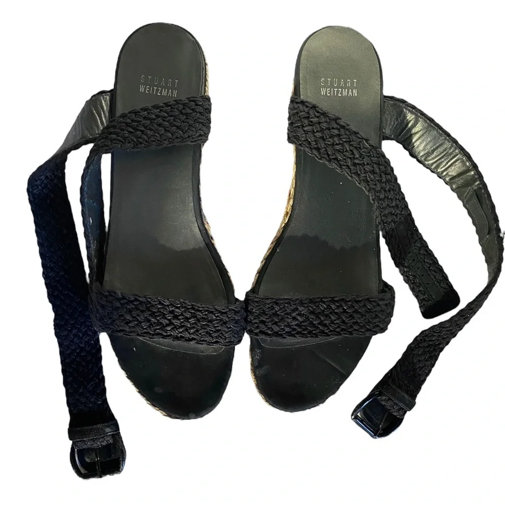 Stuart Weitzman, black and tan espadrilles size 10